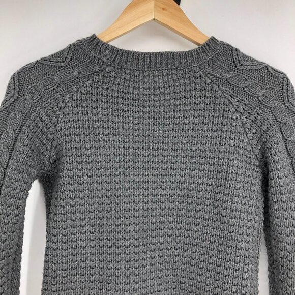 Zara Charcoal Grey Cable Knit Long Sleeve Crew Neck Raglan stitch Sweater size S - Picture 10 of 16